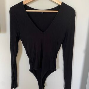 Black Long Sleeve V-Neck Bodysuit